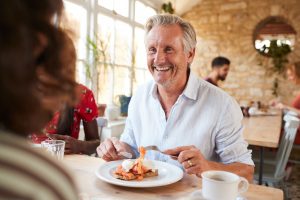 senior man confident in bite function